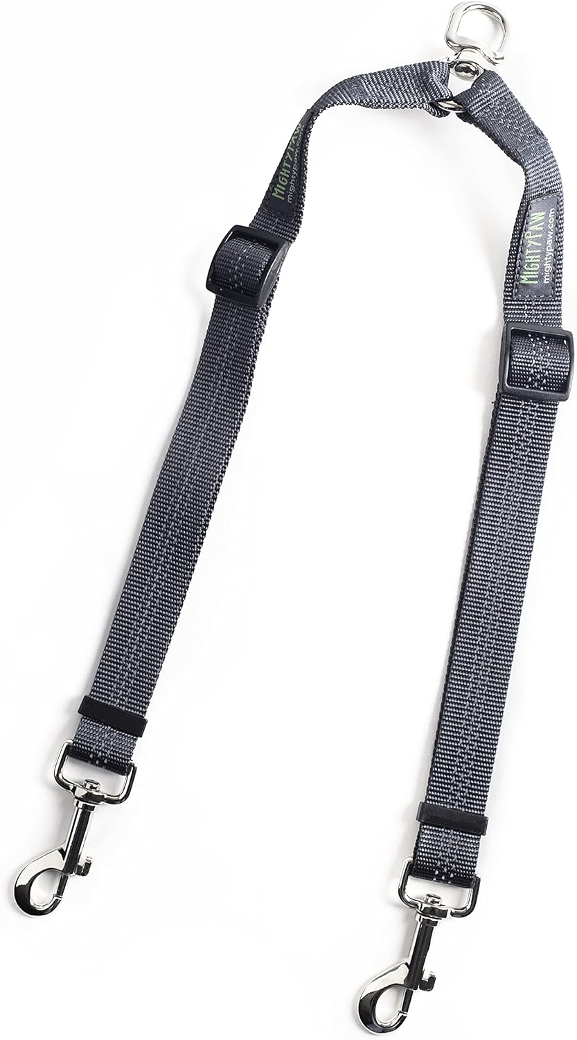 Mighty Paw Double Dog Leash - Double Leash for Two Dogs No Tangle Design. Split Lead for 2 Pets. Adjustable to Fit All Sized Breeds. Reflective Dual Pet Lead for People with Multiple Pups