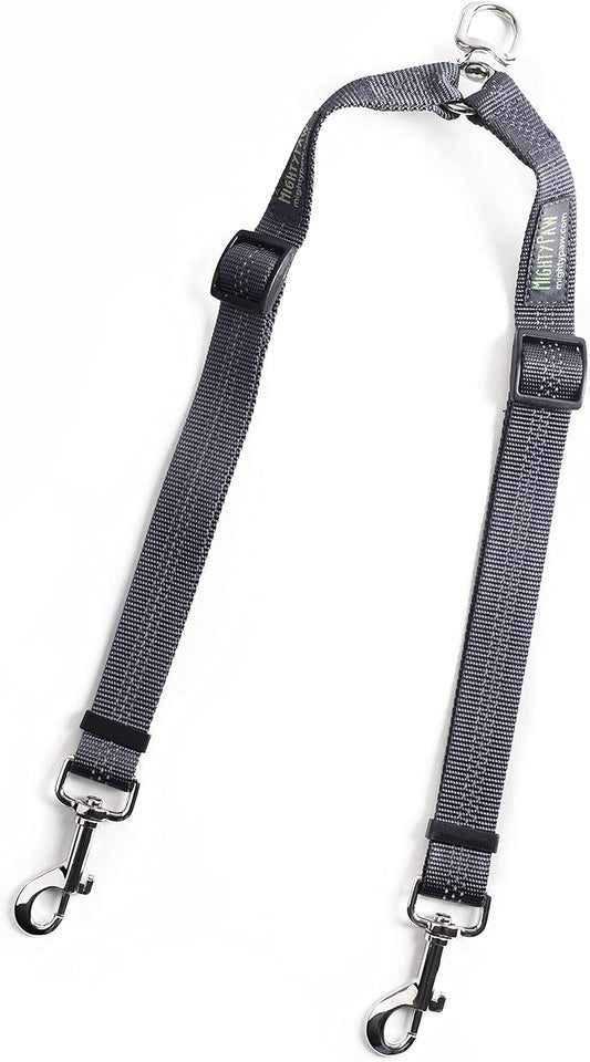 Mighty Paw Double Dog Leash - Double Leash for Two Dogs No Tangle Design. Split Lead for 2 Pets. Adjustable to Fit All Sized Breeds. Reflective Dual Pet Lead for People with Multiple Pups