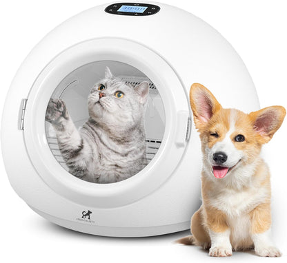 55L Smart Pet Grooming Dryer Box - Quick, Low Noise, Self Dry, Portable & Fast Hair Drying for Dogs, Cats, and Small Pets |Dries Pet Clothes| Temperature and Timer Control, Spa Treatment