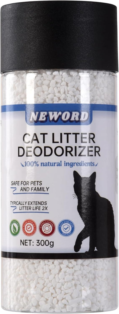 NEWORD Cat Litter Deodorizer Granules, 0.66 LBS Odor Eliminator for Cat Litter Box, Keep Fresh & Odor-Free, Natural & Safe for Cats, Long-Lasting Odor Control, Extends Litter Life by 2X