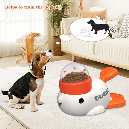 Dog Interactive Treat Dispenser Toy Food Puzzle Slow Feeder Duck-Shaped Dog Puzzle Feeders for Small Medium Dogs Cats IQ Training Reduces Bloating for Healthy Eating White