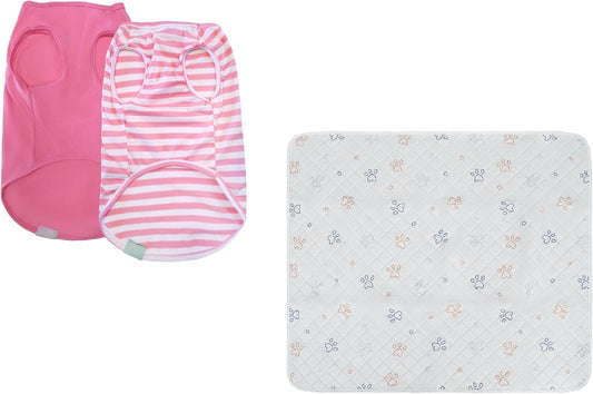 Dog Shirt for Small Dogs Pink Size S and Washable Dog Pee Pads 36x41 in