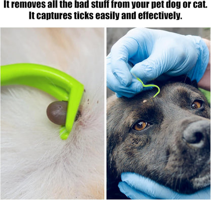 BOXOB 5pcs Tick Remover Tool Kit, 4 Sizes Safe & Easy Remover Tools Plastic Painless Tick Puller Twister Tweezers for Humans Dogs Cats Horses (Green)