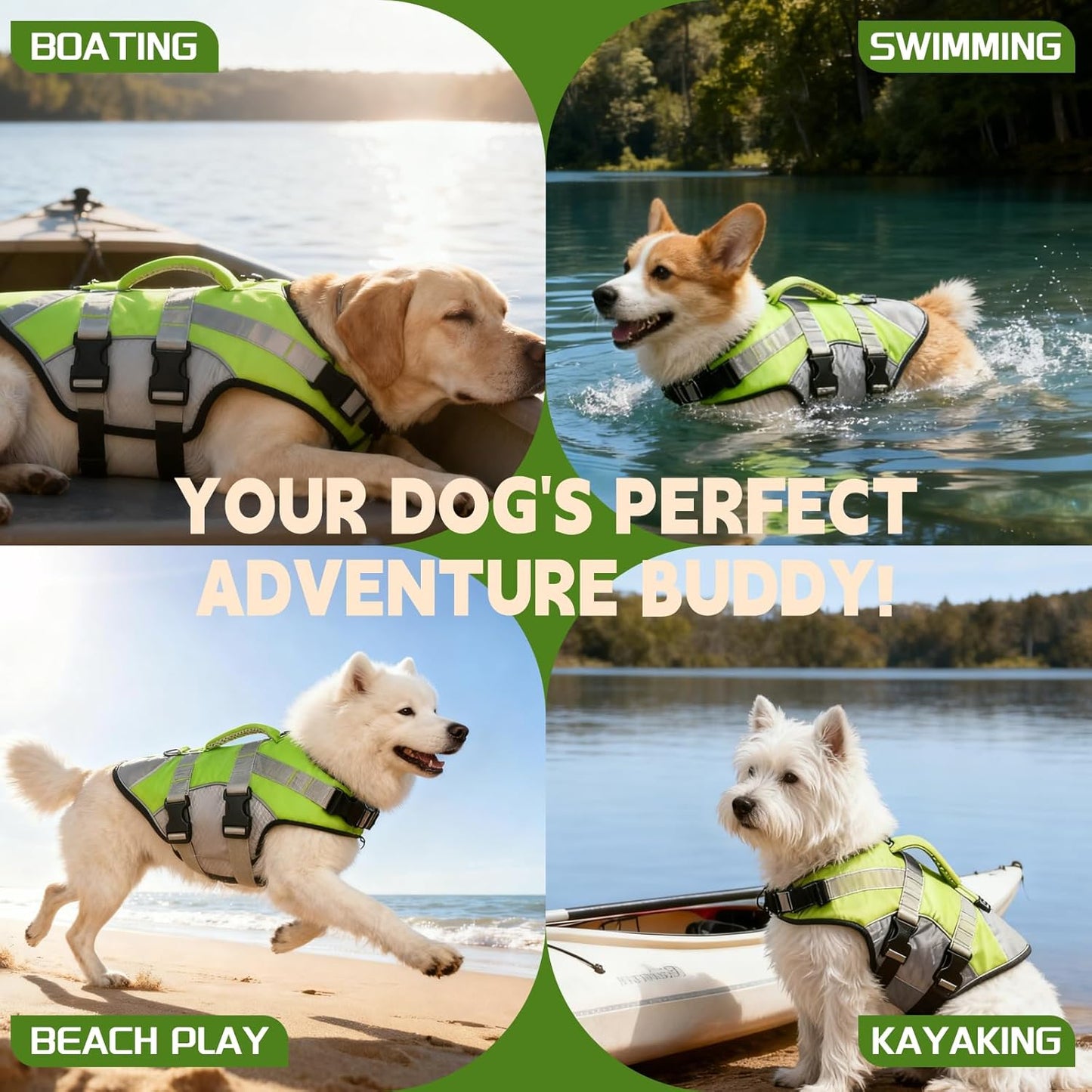 Dog Life Jacket with Reflective Stripes, Adjustable Pet Life Vest M for Swimming, Dog Life Jacket, Doggy Life Jackets, High Buoyancy &Visibility for Most Dogs