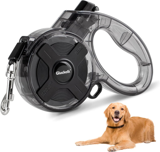 16 ft Retractable Dog Leash, One-Handed Brake, 360° Tangle-Free, Strong Nylon Tape, for Dogs up to 85 lbs