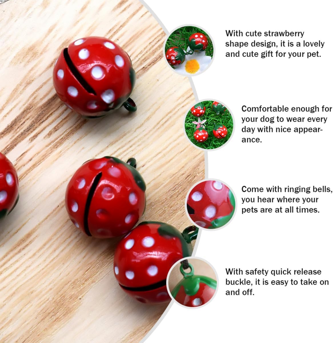 MERRYHAPY 10Pcs Strawberry Shape Pet Collar Bells Pendant Accessories for Cats and Dogs DIY Crafts Strawberry Red Charms