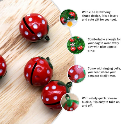 MERRYHAPY 10Pcs Strawberry Shape Pet Collar Bells Pendant Accessories for Cats and Dogs DIY Crafts Strawberry Red Charms