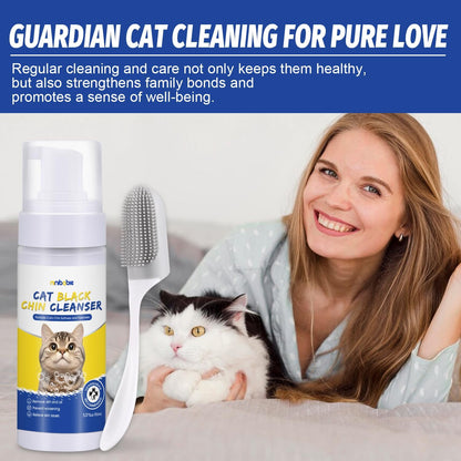 Cat Acne Chin Treatment,Cat Black Seed Cleaner,Improved Skin Health and Black Seed Removal,Updated Cat Ance Brush,Soothes Chin Acne,Oil Control 5.07fl.oz