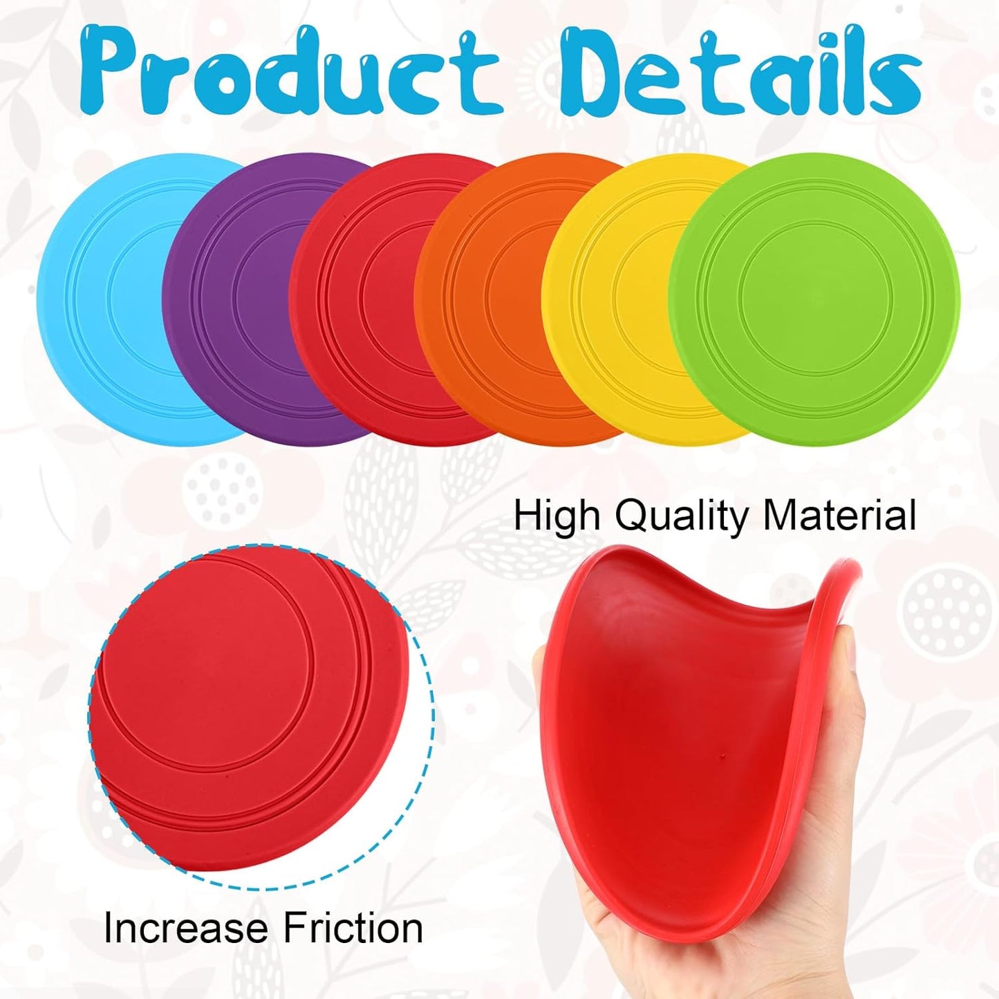 18 Pack Dog Flying Discs, Soft TPR Rubber Flyer Toys for Small Medium & Large Dogs - Interactive, Float in Water, Safe on Teeth, for Outdoor Fetch & Training (6 Colors)