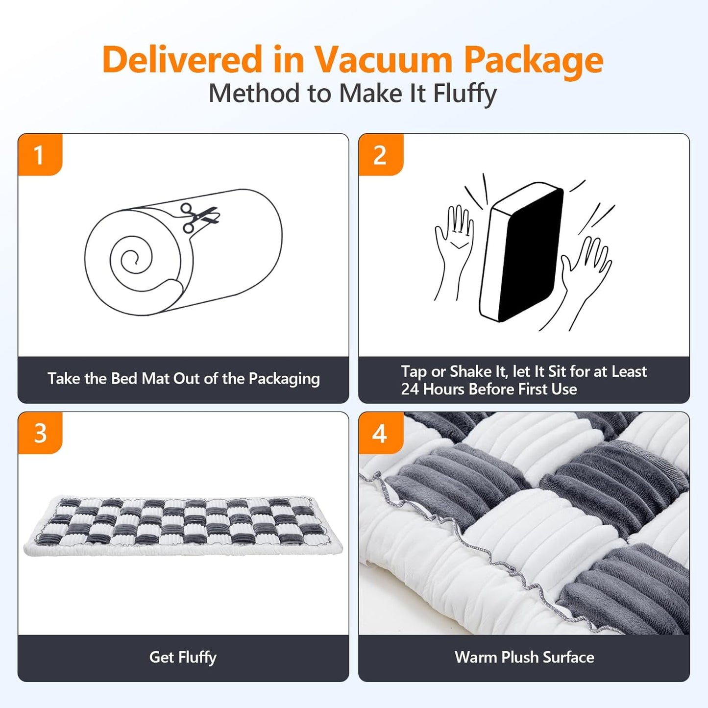 Back Seat Pet Bed Mat, Dog Car Bed for Large Dogs, Deluxe Plush Travel Beds with Anti-Slip Bottom, Custom Fit for Backseat Extenders and Seat Covers (Gray+White)