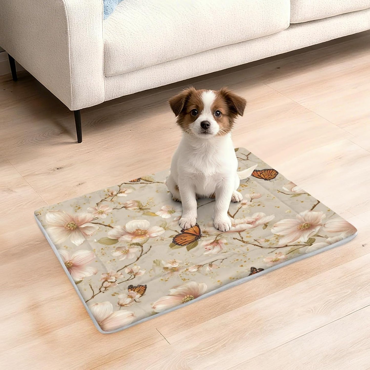 susiyo Dogwood Flowers Fluttering Dog Bed Mat - Super Soft & Warm Pet Pad, 25x18 Inch Machine Washable Mat for Small Medium Dogs, Couch Protector, Crate & Travel Bed Topper