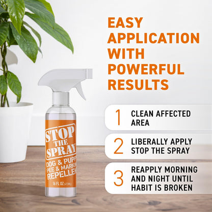 EBPP Stop the Spray - Dog & Puppy Pee Marking Repellent - Pet Training Spray - Puppy Potty Training Spray for Dogs - Dog Pee Stopper - Pee Deterrent for Dogs - No Marking Spray for Dogs Indoor 16oz