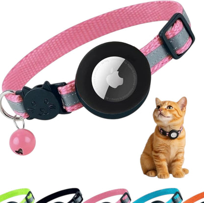 AirTag Cat Collar Airtag Holder for Cats – Breakaway Reflective Nylon Kitten Collar with Bell, Adjustable 1cm Cat Collar for Tracking, Safety & Small Cats (Fits 8.66–13.78 in)