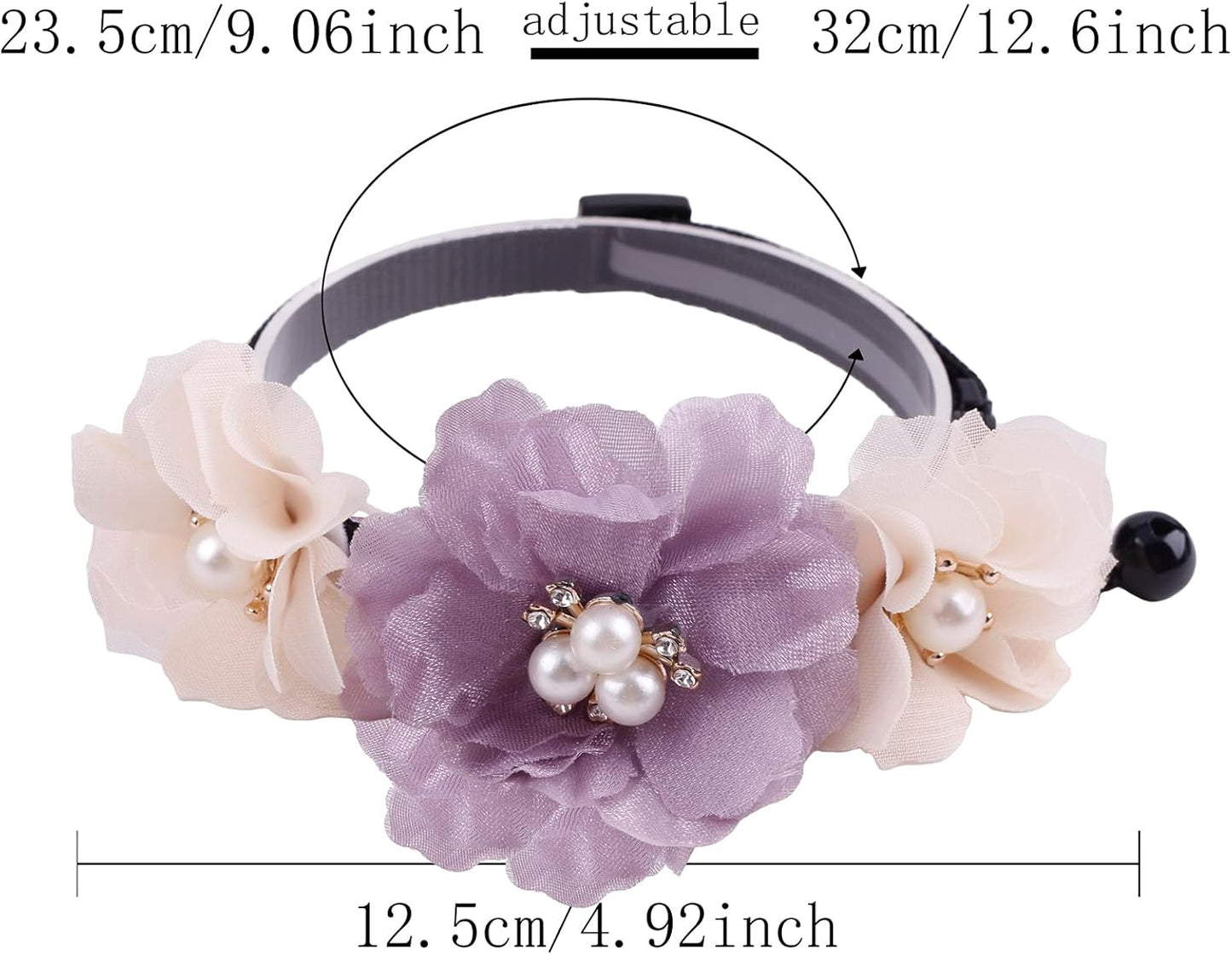 Cat Collar Pink Floral with Bell and Removable Flower Bowtie Breakaway Adjustable Cat Collar for Girl Kitten Puppy Small Cats Dogs Daily Decoration (1p-Z)
