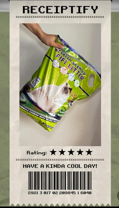 FIFI Litter® 15lbs.99.9% Dust Free,Non-Tracking,All Natural,Premium Multi-Cat Formula,Bentonite/Carbon/Silica, Aluminum Foil Bag,Quick Clumping,Long -Lasting Odor Control, Super Absorbent, Fresh Scent