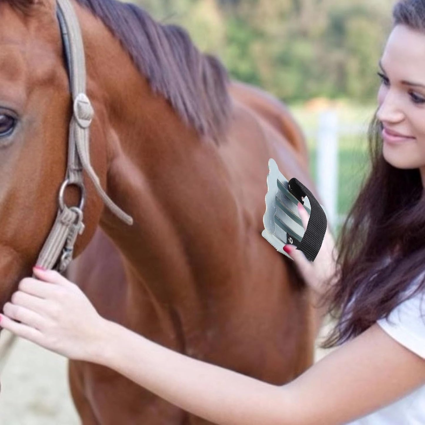 2026 Upgrade Curry Comb for Horses, Stainless Steel Horse Grooming Brush, Efficient Animal Hair Cleaning Care Brush for Removing Mud Loose Hair