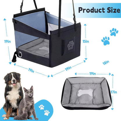 Dog Car Seat Medium Small Size Dog,Foldable Cat Car Seat with Seatbelt,Also Comes with A Pet Bed,Pet Travel Cars Seats