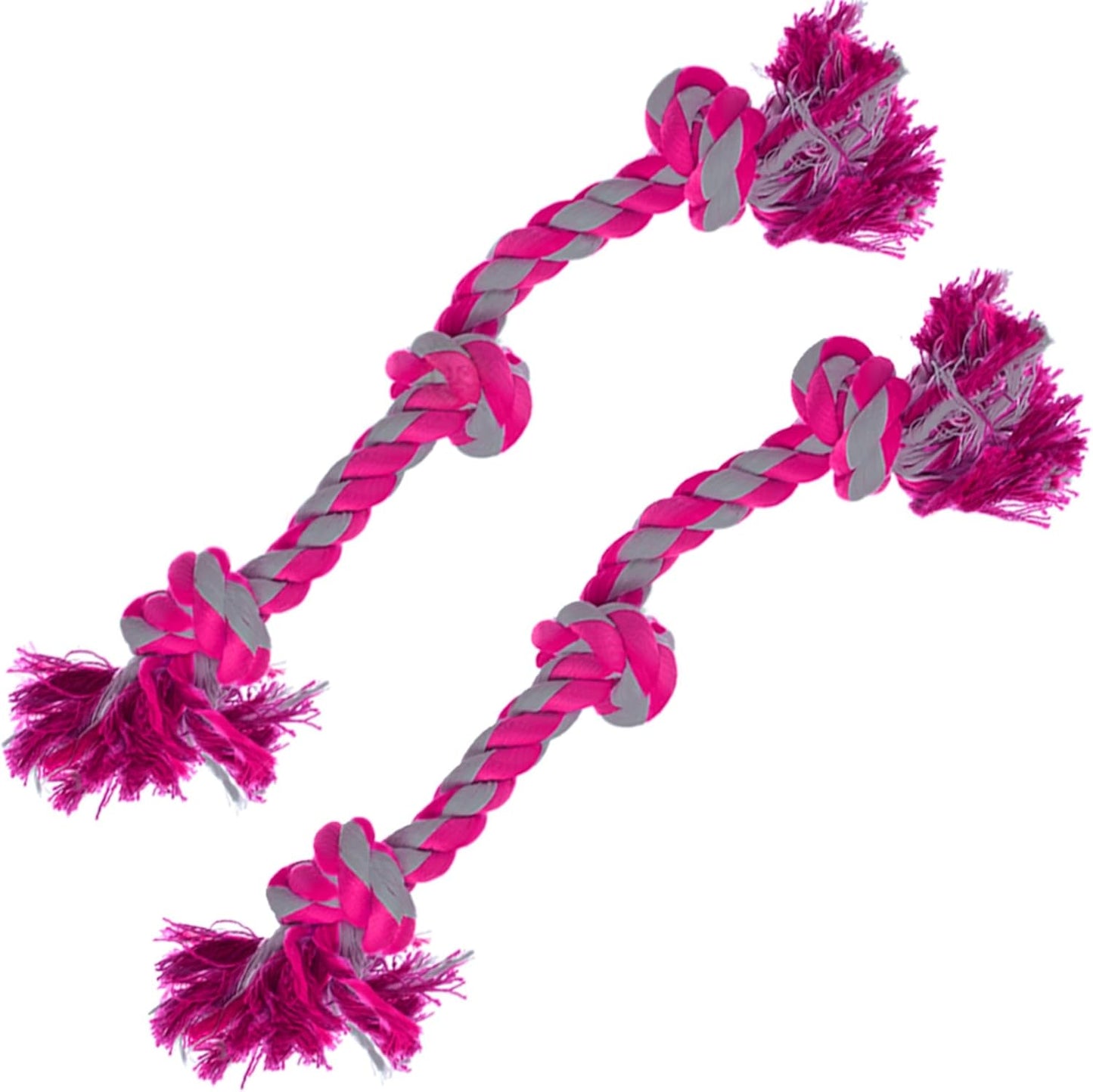 SunGrow Pink Dog Rope Toys, Twisted Triple Knotted Rope Bone, 2 Pack for Aggressive Chewers, Large Dogs Extra Strong, Heavy-Duty Dog Pull, Tug of War Ropes