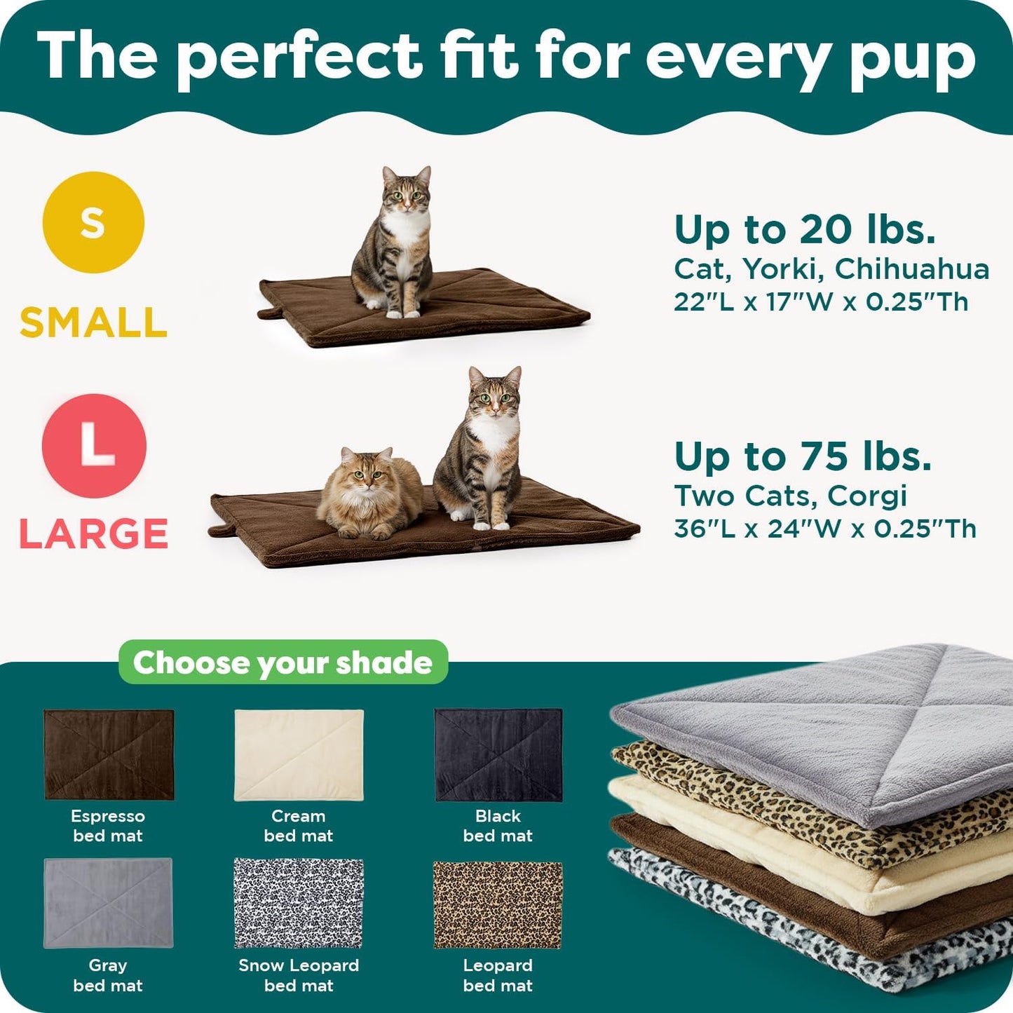 FurHaven ThermaNAP Self Warming Cat Mat, Dog Bed for Crates with Self-Warming Technology for Cozy Rest, Fully Machine Washable, Small, Plush Faux Fur, Gray