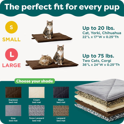 FurHaven ThermaNAP Self Warming Cat Mat, Dog Bed for Crates with Self-Warming Technology for Cozy Rest, Fully Machine Washable, Small, Plush Faux Fur, Gray