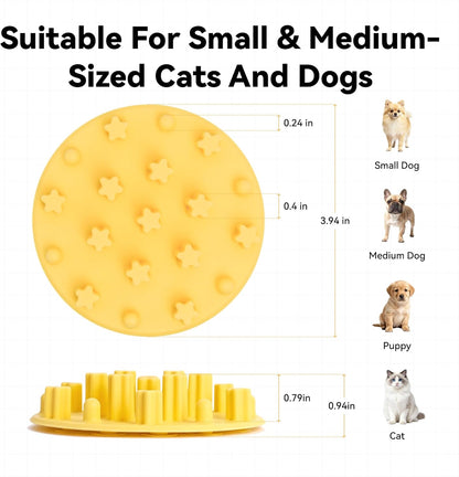 Slow Feeder Insert for Cat Dog Bowls, Anti-Choking Silicone with Strong Suction Cups, Fits Most Cat Bowls, Ideal for Puppy Small Medium Breeds (Blue)