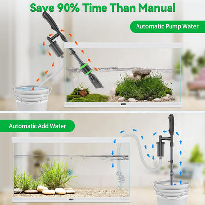 32W Electric Aquarium Vacuum Gravel Cleaner - Strong Suction, Automatic Water Change, Algae Remover, Sand Wash, Water Shower, Water Circulation & Timed Off