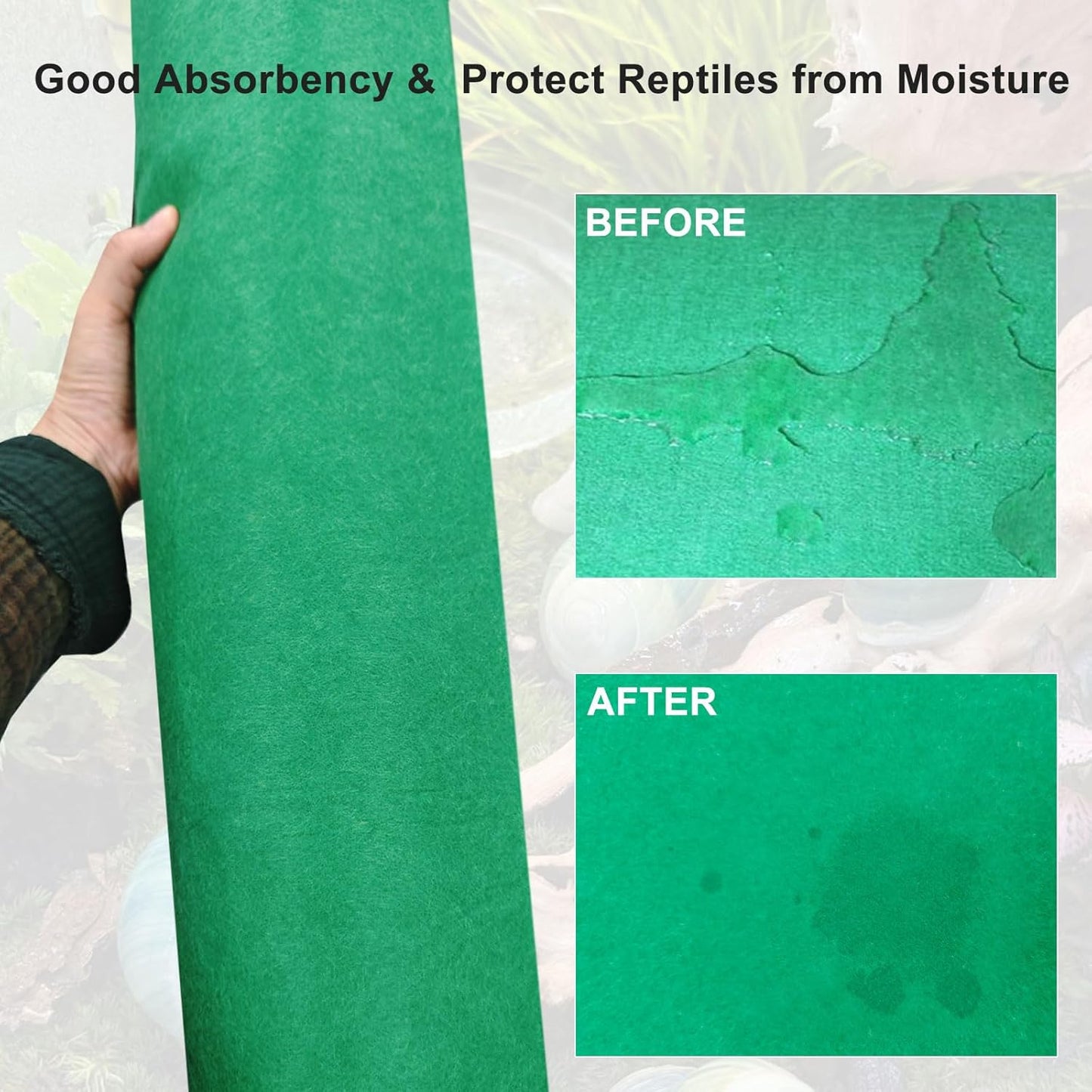 2 Pcs 47" x 24" Reptile Carpet： Terrarium Liner Bedding for Bearded Dragon, Tank Accessories for Leopard Gecko or Snake or Lizard or Tortoise (Green)