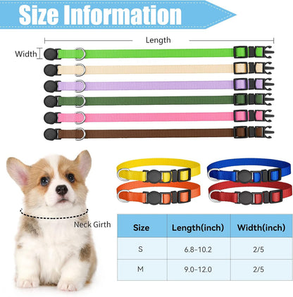 16 PCS Puppy Collars, Safety Buckle Collars for Litter Nylon Adjustable Puppy Collars for Small Puppies, Breakaway Whelping Collars Pet Supplies,Stuff,Accessories(S)