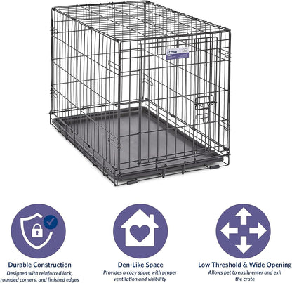 MidWest Homes for Pets 30-Inch iCrate Folding Dog Crate with Divider Panel, Leak-Proof Tray & Secure Latches – Metal Wire Kennel for Medium Breeds – Portable, Durable & Easy to Assemble