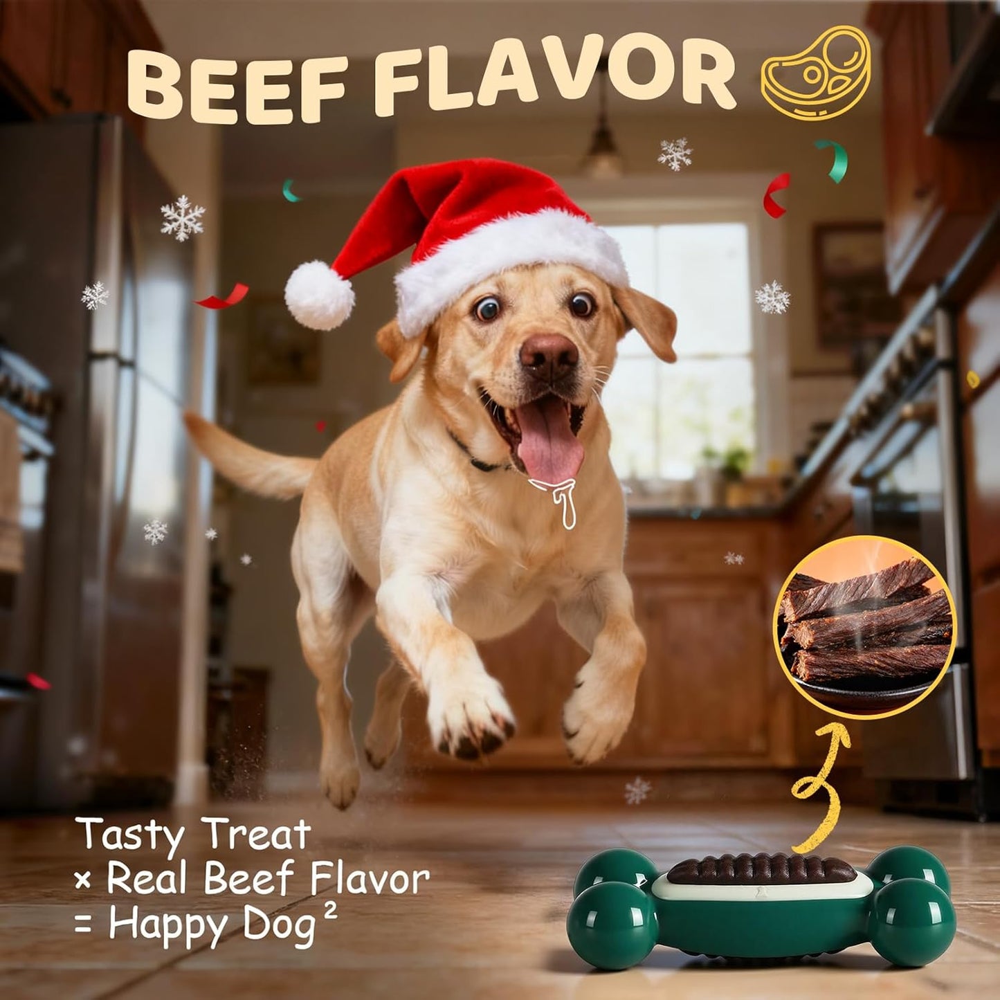 Dog Toys for Aggressive Chewers: Dog Treat Chew Toys, Long-Lasting Durable Dog Toys to Keep Them Busy, Indestructible Dog Enrichment Bones for Small Medium Large Breeds 25-80lbs, Beef Flavor