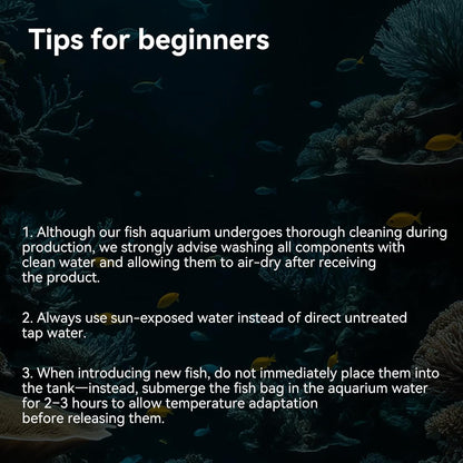 1.5 Gallon Aquarium Starter Kits - Plastic Fish Tank Kit Clear Beta Fish Tank Small with Filteration Oxygenation, Water Circulation, Lighting - Beginner's Gift for Guppy, Shrimp, Goldfish