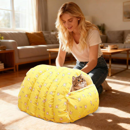 Cat Bed, Removable Warm Soft House, Semi Enclosed Washable Cat Sleeping, and Sturdy Design, Provides Comfort and Warmth, Pet Bed, Small Dog Kitten Home Travel Bedroom Living Room