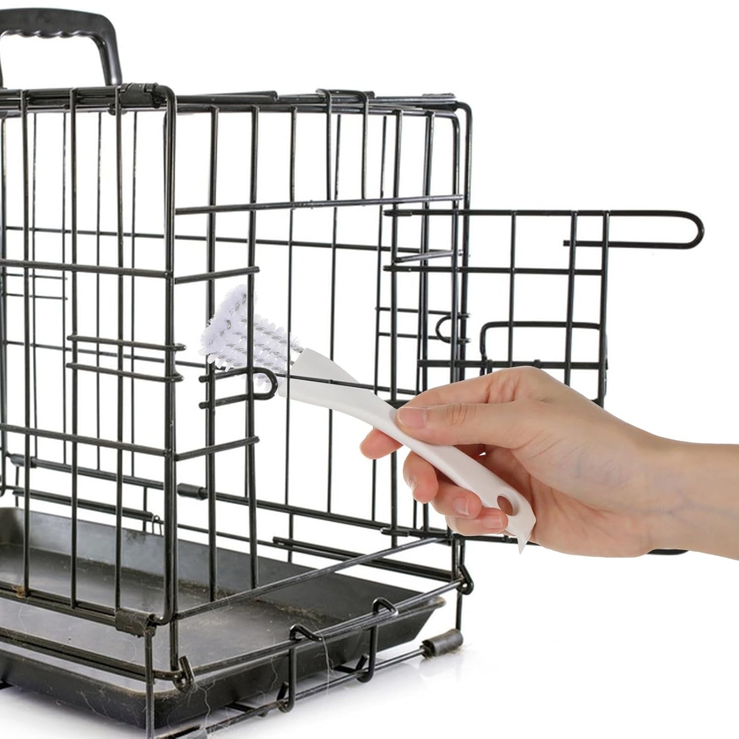 4PCS Bird Cage Cleaner Brush with Long Handle & Shovel, Durable Easy Birds Poop off Remover Tool, Small Animal Pet Cage Parrot Droppings Remover Brushes Bath Perches Cleaning Accessories