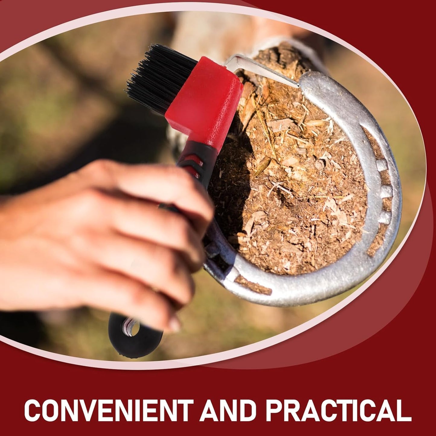 Happyyami Grip Hoof Pick with Brush Comfortable Rubber Handle Efficient Dirt Removal Tool for Hoof Hygiene Essential Equine Grooming Equipment Supplies Random Color Random Color