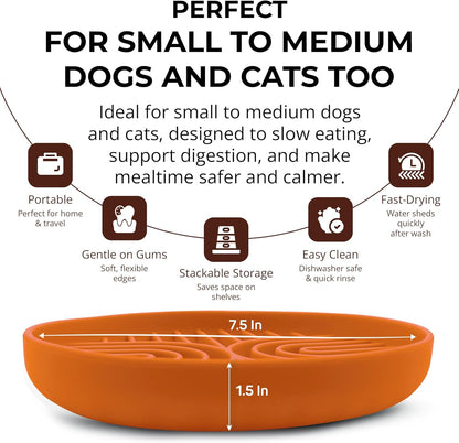 Slow Feeder Dog Bowls, Dishwasher Safe, Non-Slip Base, BPA-Free Slow Eating Dog Bowl (Terra Cotta, 2-Pack)