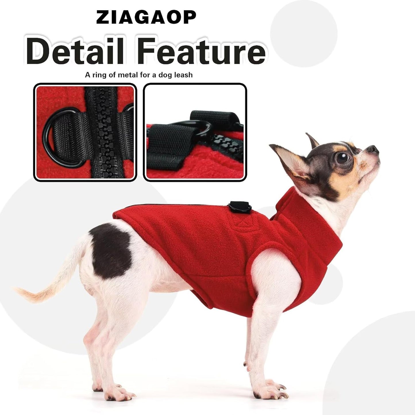 Soft & Comfortable Dog Jacket – Cozy Zip-Up Sweater Vest with Leash Hook, Easy-On Pet Coat for Walks, Outdoor Play, and Everyday Adventures. Red M