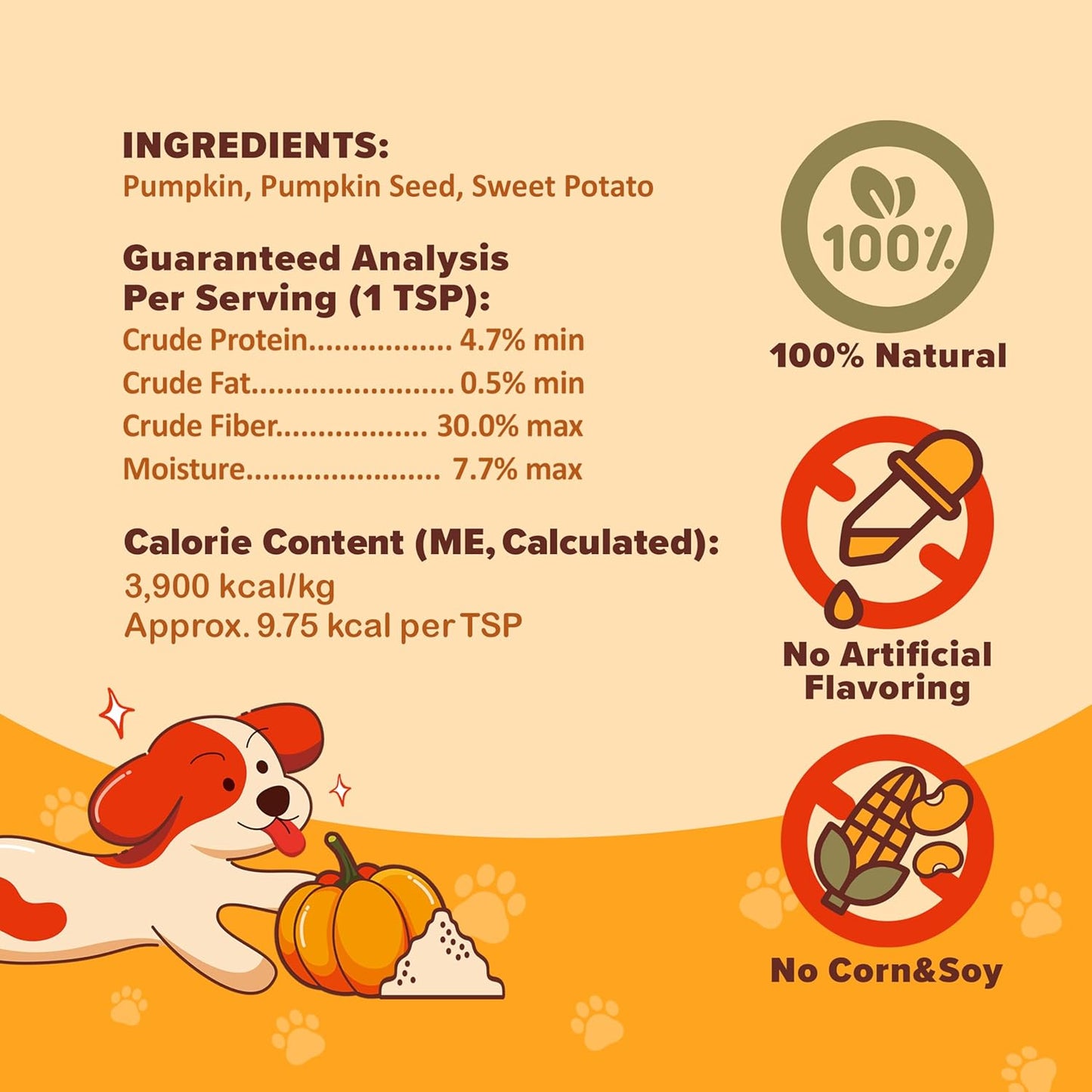 Pumpkin Chips & Powder for Dogs – 100% Natural High Fiber Digestive Support Snack & Supplement, Designed for All Breeds – Grain-Free, Hypoallergenic – Easy to Digest