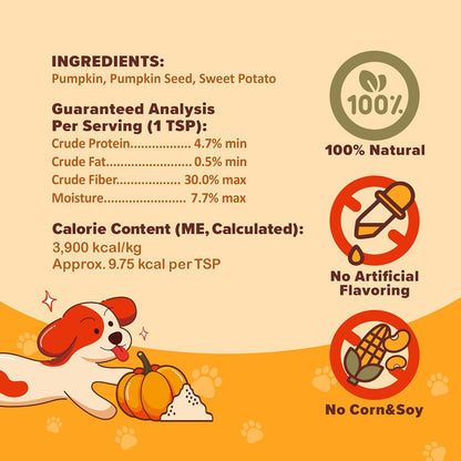 The Daily Goods Pumpkin Powder & Sweet Potato Chips for Dogs – 100% Natural High Fiber Digestive Support & Immune Health Balance Snack & Supplement, Designed for All Breeds – Grain-Free,Hypoallergenic