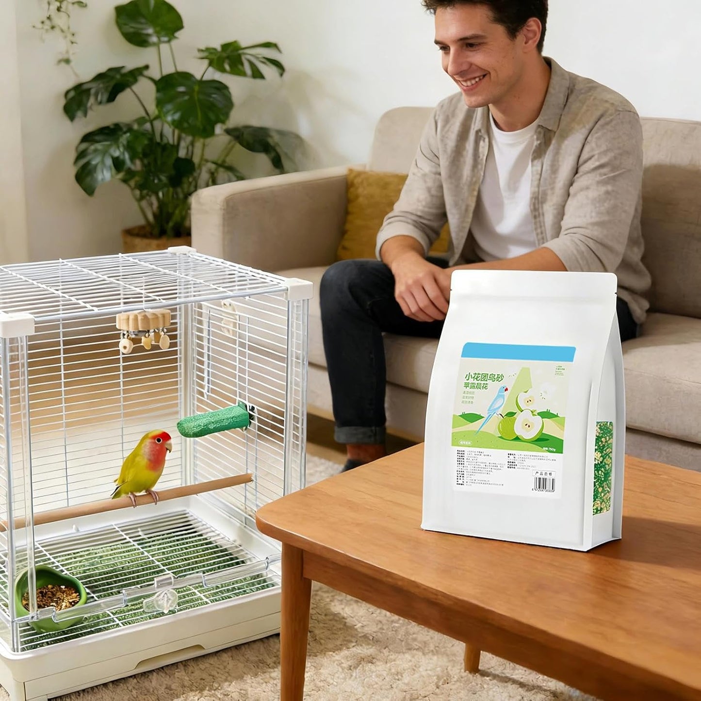 Absorbent Bird Cage Bedding, Nesting Litter Sand, 11.81x7.87x3.15 inches Cage Liner with Soft Texture, Bird Bedding, Cages Accessory with Safe Design, Pet Supply for Conure and Parakeet