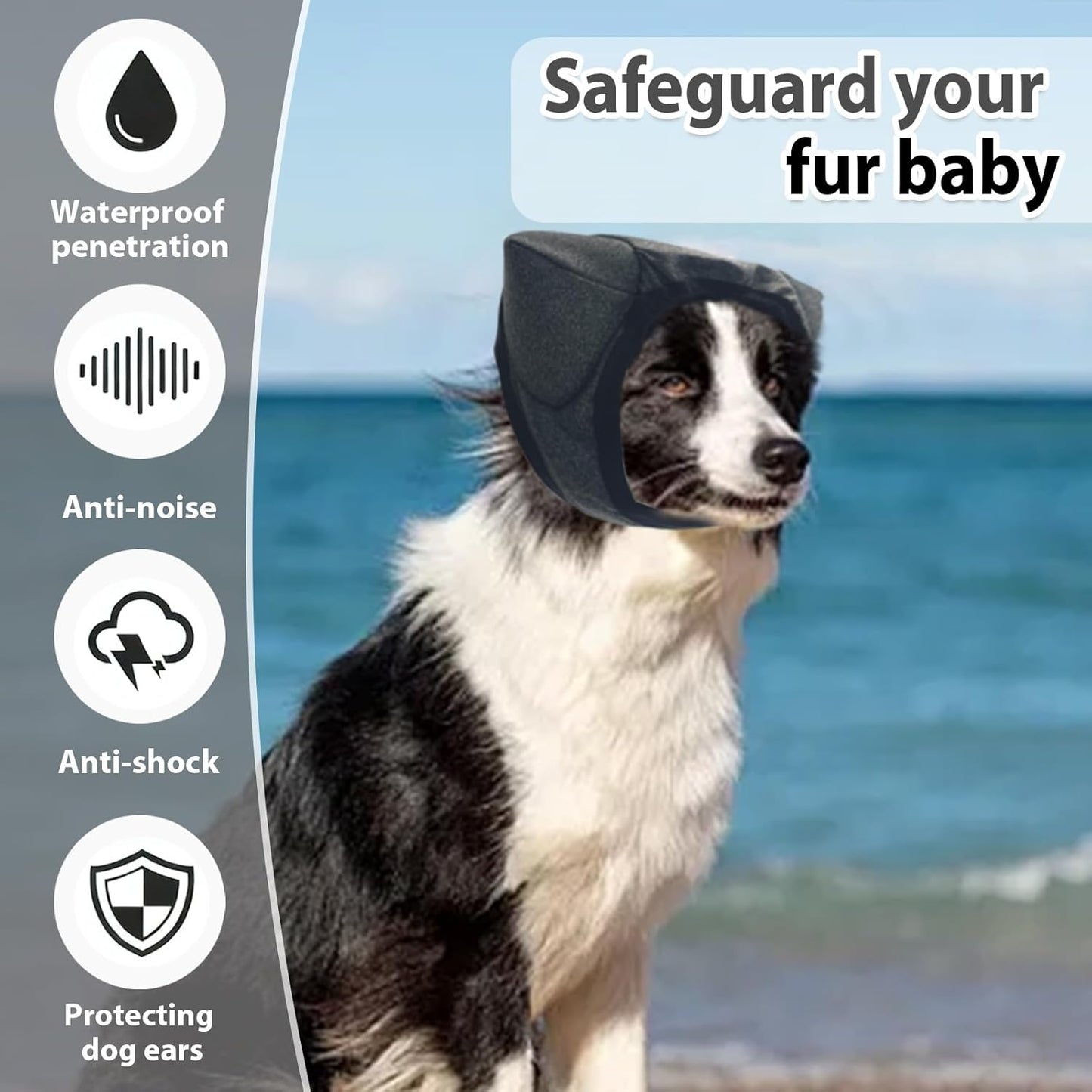 Adhiper Upgrade Dog Ear Muffs Wraps Noise Protection Quiet Ears, Elastic Waterproof Dog Ear Covers for Grooming, Bath, Drying, Swim & Anxiety Relief Reserved Ear Room Design (Gray/Small)