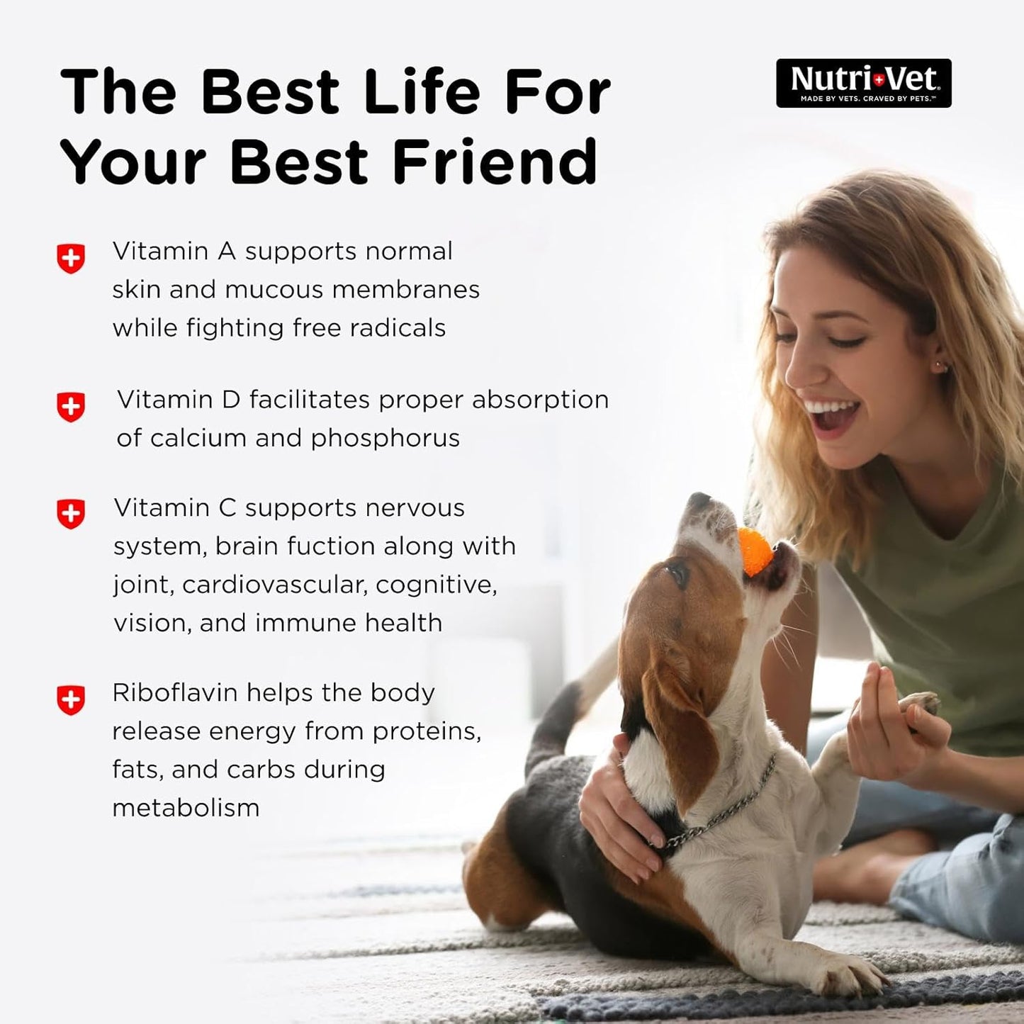 Nutri-Vet Multi-Vite Chewables for Adult Dogs, Daily Multivitamin & Mineral Supplement for Overall Health, Immune Support, and Balanced Nutrition, 180 Count