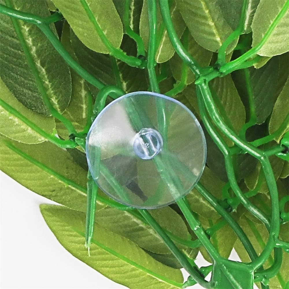 SLSON Reptile Plants Hanging Silk Terrarium Plant with Suction Cup for Bearded Dragons,Lizards,Geckos,Snake Pets and Hermit Crab Tank Habitat Decorations,Small Size,12 inches Green