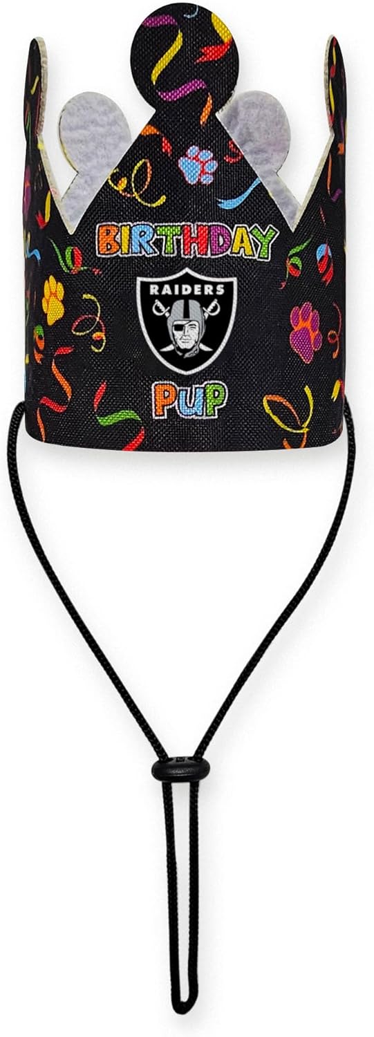 NFL Las Vegas Raiders Pet Birthday Crown, Licensed Dog & Cat Birthday Party Hat, Football Team Costume Accessory, Pet Celebration Outfit