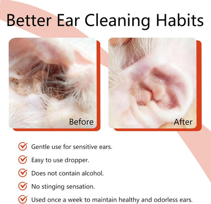 FlowFish Pet Ear Cleaner for Dogs Ear Infection Treatment, No-irritating Dog Ear Cleaner Solution for Treat Dog Ear Infection at Home with Gentle Caring [1.69 FL.OZ]
