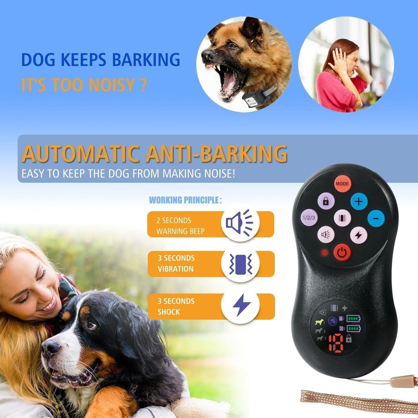 Dog Training Collar Pet Automatic Anti Barking Shock Collar 2026 Upgraded System, Wireless Charging Dog Training No Barking Device, Fully Sealed Waterproof Rechargeable Collar Receiver