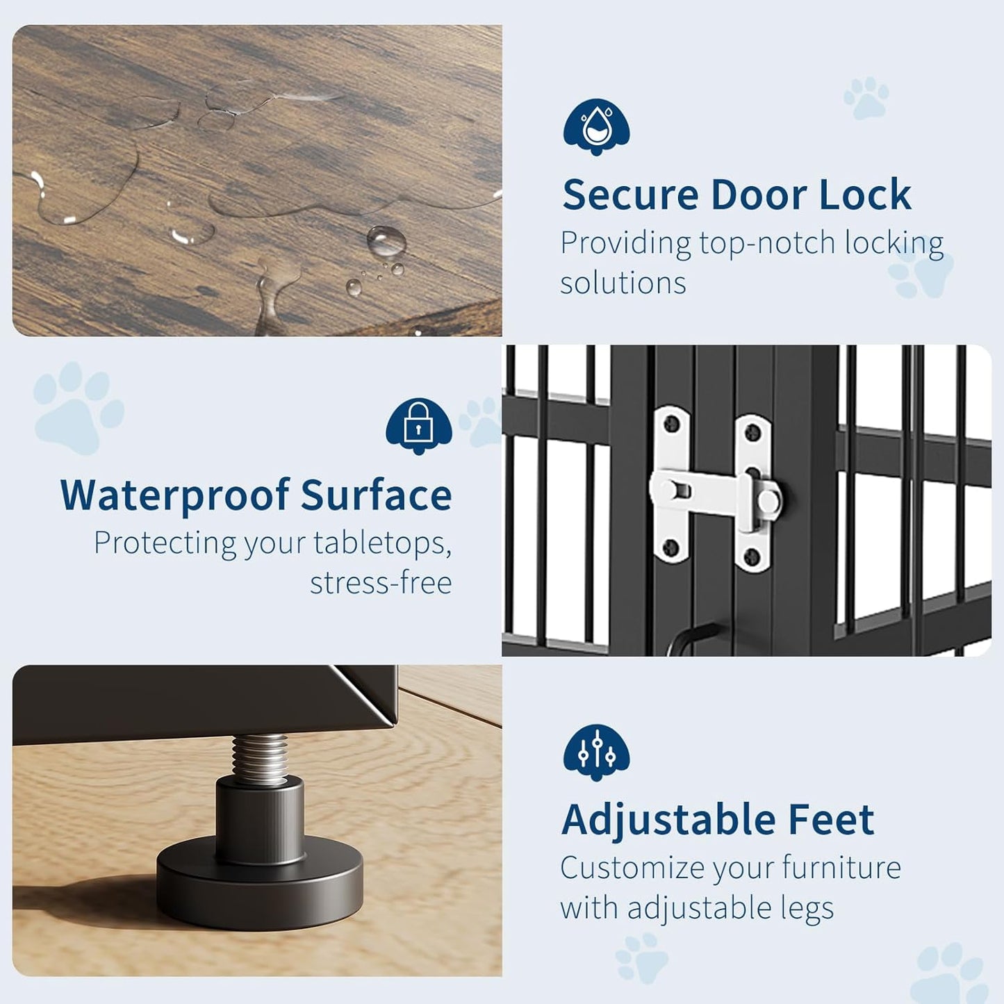 Extra Large Double Dog Crate Furniture with Divider – Heavy Duty Wooden Kennel Cage – Fits 2 Medium or Large Dogs – 3 Doors, Modern TV Stand, Indoor Pet House – Black