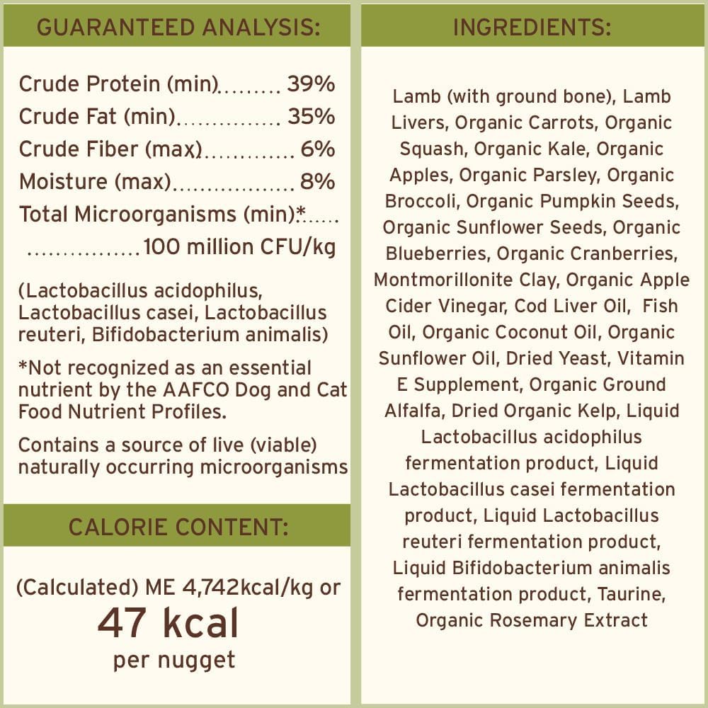 Primal Freeze Dried Raw Dog Food Nuggets, Lamb, Complete & Balanced Meal, Also Use as Topper or Treat, Premium, Healthy, Grain Free, High Protein Raw Dog Food, 30 oz
