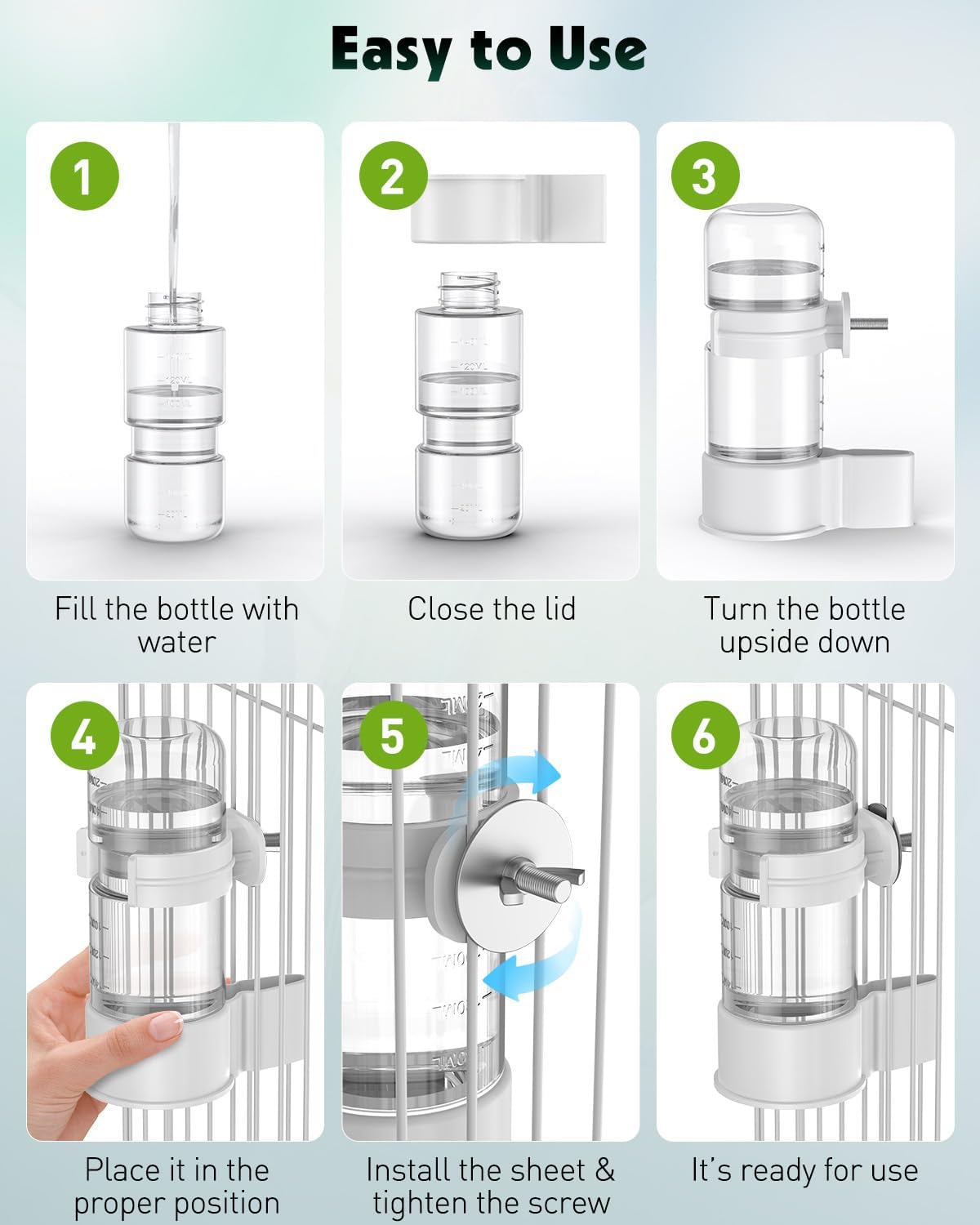 Pawfly Bird Water Dispenser, Automatic Water Feeder, Plastic Cage Water Dispenser, White Parrot Waterer for Small Parakeet Cockatiel Budgie Lovebirds (Not Fit for Food Feeding)