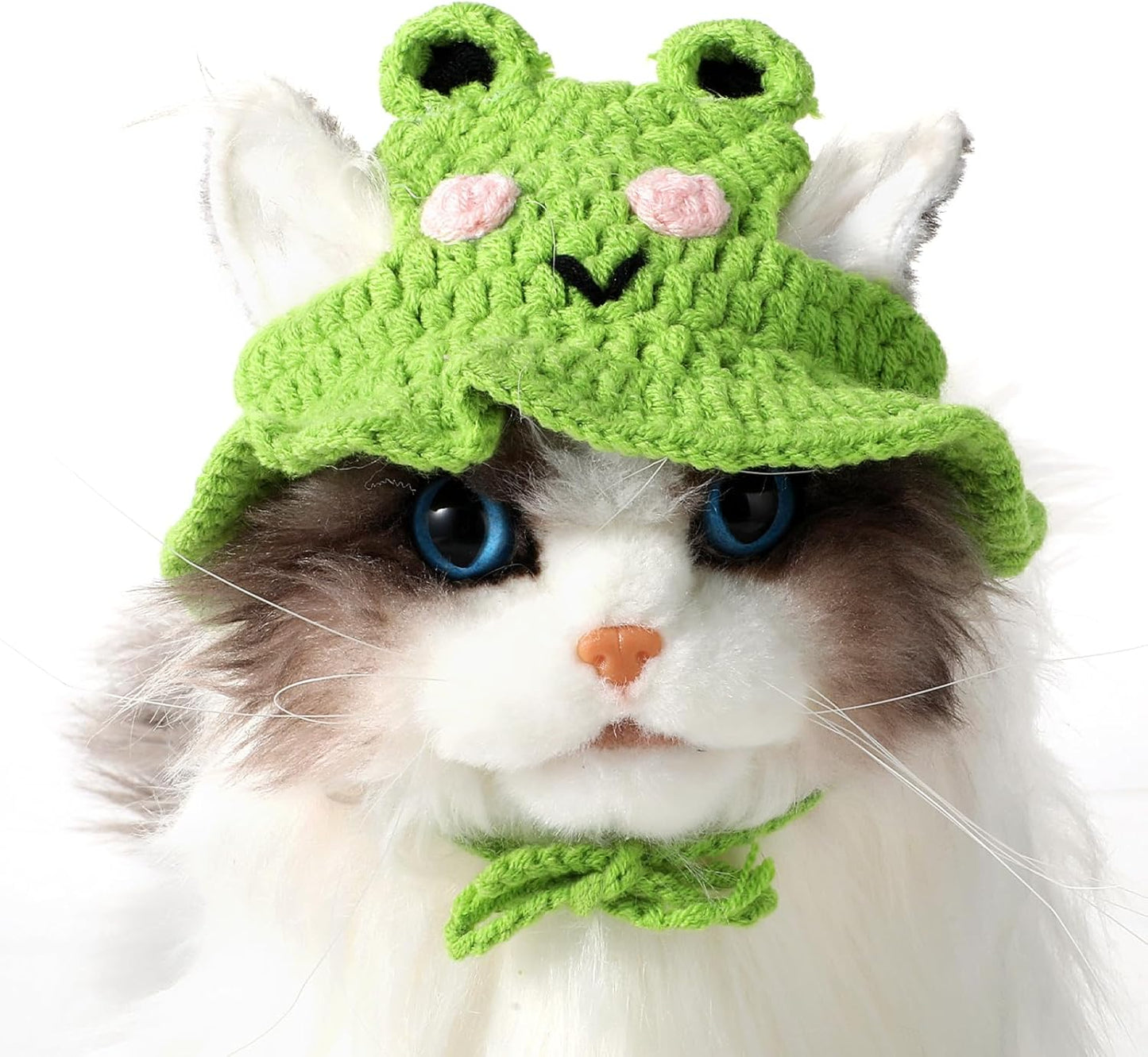 Charming Cat Hat Small Cartoon Themed Knit Cute Cats Bonnet Soft Festive Cats Costumes Halloween Christmas Holiday Party Clothes Head Wear Accessories for Puppy Cat Kitten Dogs Pets Animals (Green)