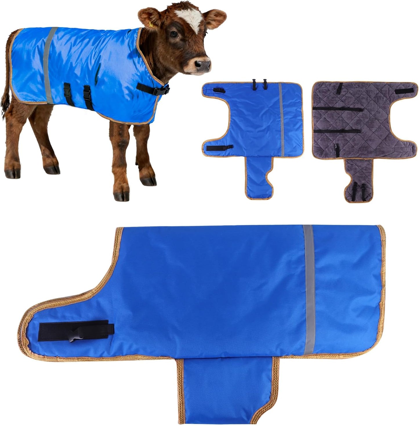 Winter Calf Coat with Fleece Lining - Water-Resistant Blanket for Calves, Goats, Foals, Donkeys, Alpaca and Large Dogs | 2-Pack